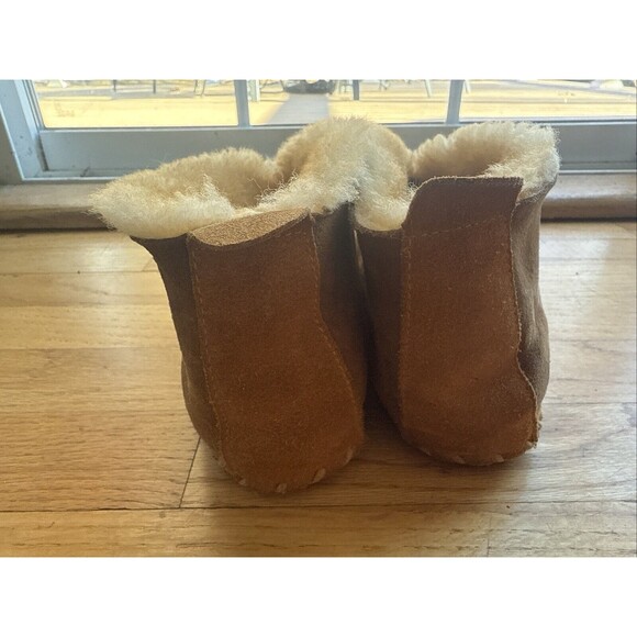 Vtg LL Bean WICKED GOOD Mocs Brown Suede Leather SHEARLING LODGE Chukka Slippers - Picture 4 of 7